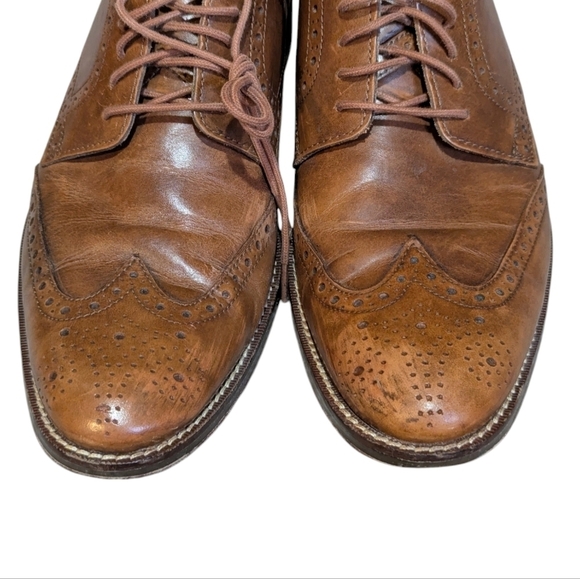 Cole Haan Mens Colton C12845 Distressed Brown Nubuck Wingtip Lace-up Oxfords 8 main image 6
